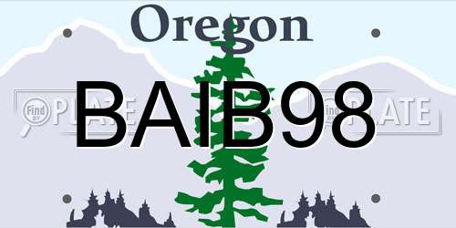 BAIB98 Oregon License Plate