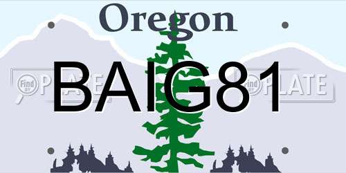 BAIG81 Oregon License Plate