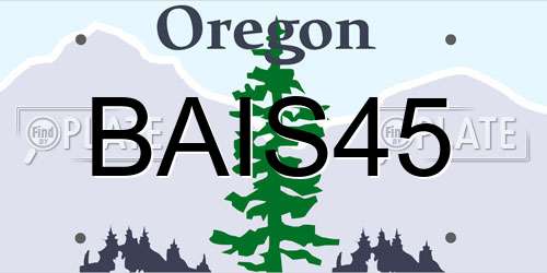 BAIS45 Oregon License Plate