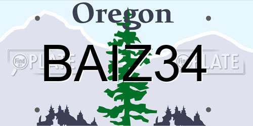BAIZ34 Oregon License Plate
