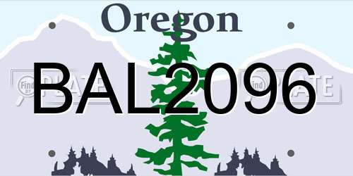 BAL2096 Oregon License Plate