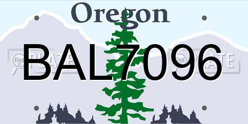 BAL7096 Oregon License Plate