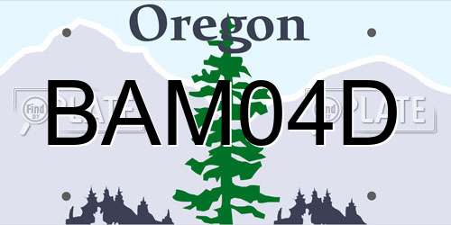 BAM04D Oregon License Plate