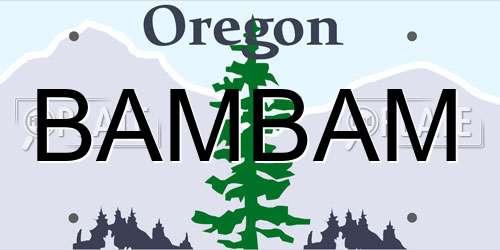 BAMBAM Oregon License Plate
