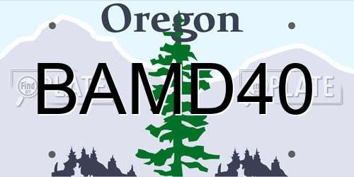 BAMD40 Oregon License Plate