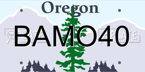 BAMO40 Oregon License Plate