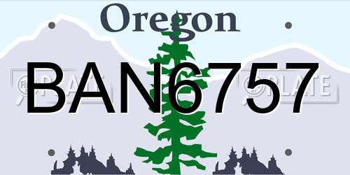 BAN6757 Oregon License Plate