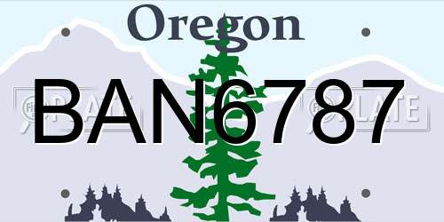 BAN6787 Oregon License Plate