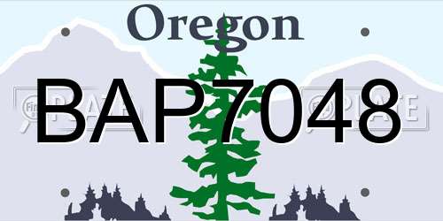 BAP7048 Oregon License Plate