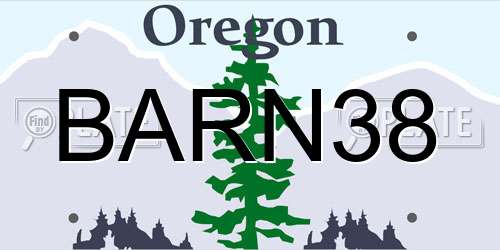 BARN38 Oregon License Plate