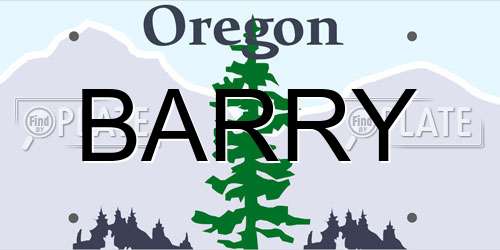 BARRY Oregon License Plate
