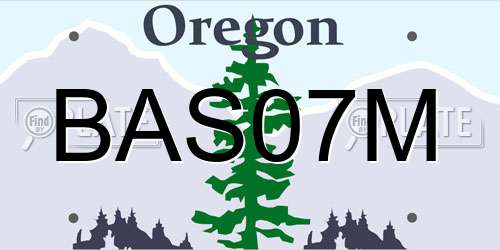 BAS07M Oregon License Plate