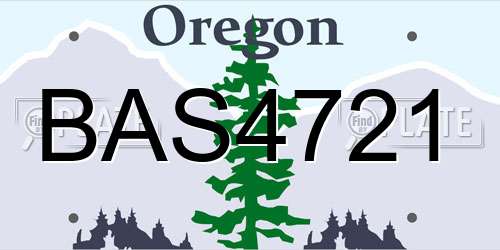 BAS4721 Oregon License Plate