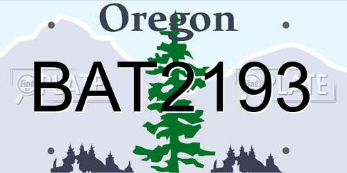BAT2193 Oregon License Plate