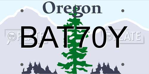 BAT70Y Oregon License Plate