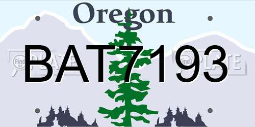 BAT7193 Oregon License Plate