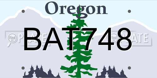 BAT748 Oregon License Plate
