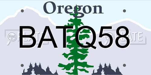 BATQ58 Oregon License Plate