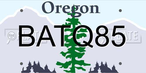 BATQ85 Oregon License Plate