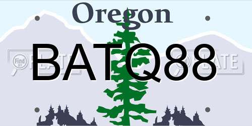 BATQ88 Oregon License Plate