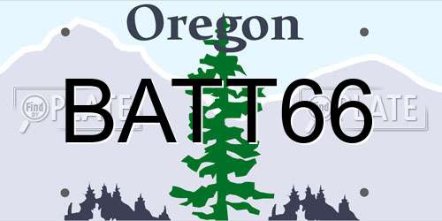 BATT66 Oregon License Plate