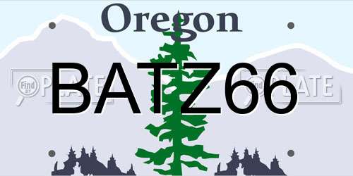 BATZ66 Oregon License Plate