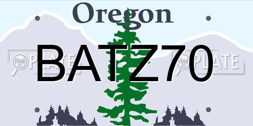 BATZ70 Oregon License Plate