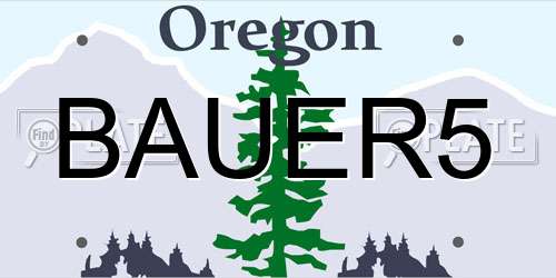 BAUER5 Oregon License Plate