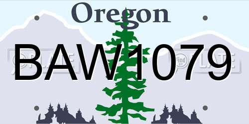 BAW1079 Oregon License Plate