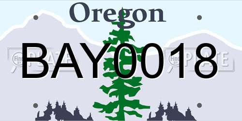 BAY0018 Oregon License Plate