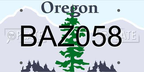 BAZ058 Oregon License Plate