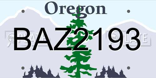 BAZ2193 Oregon License Plate