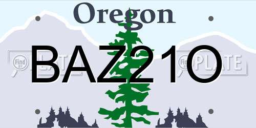 BAZ21O Oregon License Plate