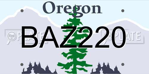 BAZ220 Oregon License Plate