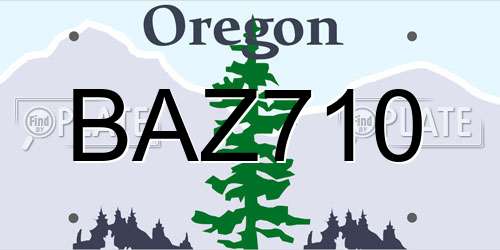 BAZ710 Oregon License Plate
