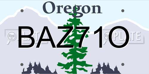 BAZ71O Oregon License Plate