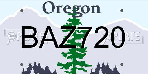 BAZ720 Oregon License Plate