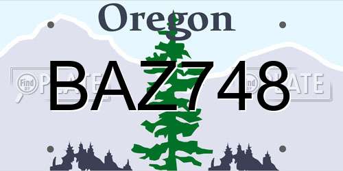 BAZ748 Oregon License Plate