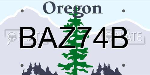 BAZ74B Oregon License Plate