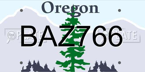 BAZ766 Oregon License Plate
