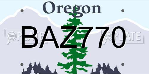 BAZ770 Oregon License Plate