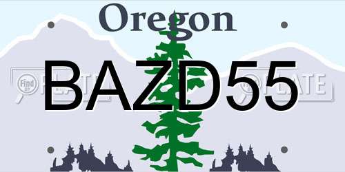 BAZD55 Oregon License Plate