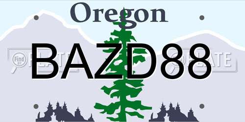 BAZD88 Oregon License Plate