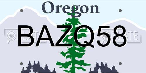 BAZQ58 Oregon License Plate