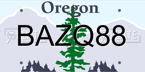 BAZQ88 Oregon License Plate