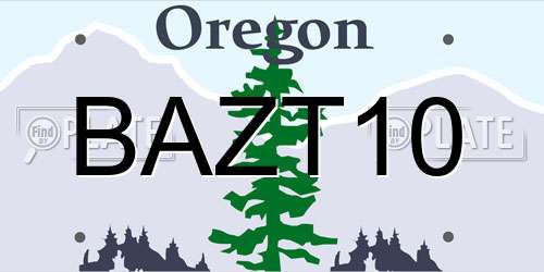 BAZT10 Oregon License Plate