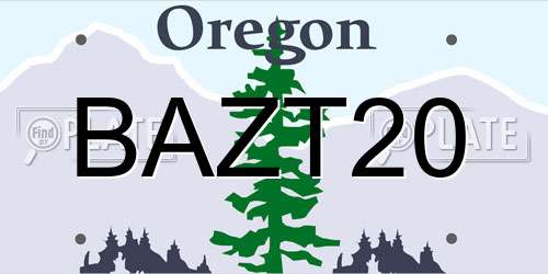 BAZT20 Oregon License Plate