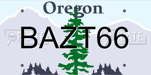 BAZT66 Oregon License Plate