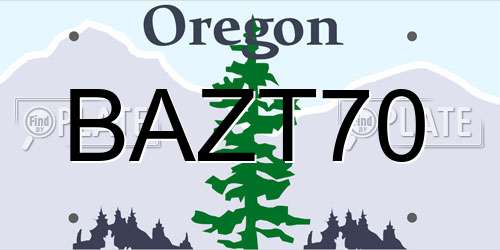 BAZT70 Oregon License Plate