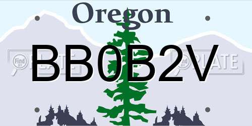 BB0B2V Oregon License Plate